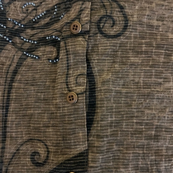 DAVID CLINE Gray Shirt with Blue Swirl Design - Picture 9 of 9